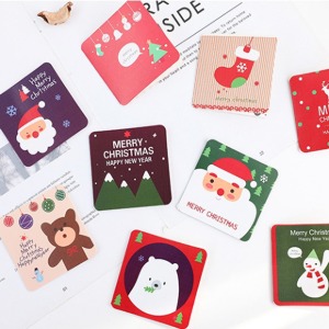 우동방구  크리스마스 카드 미니사이즈 봉투 포함 미니카드 산타