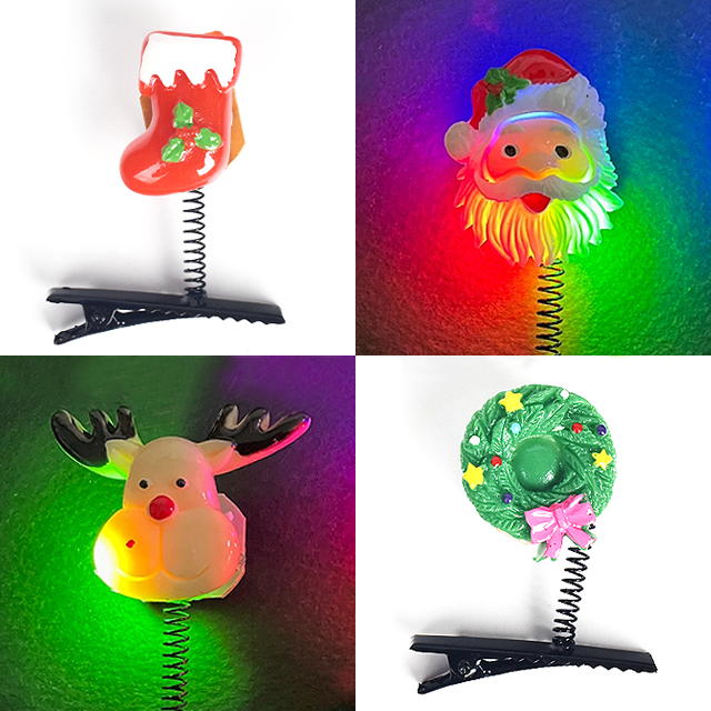 크리스마스 머리핀 LED 불빛 헤어핀 크리스마스 삔 루돌프 핀 산타 집게핀 리본핀 똑딱핀