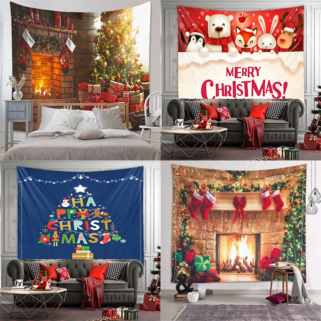 크리스마스그림 트리 포스터 크리스마스 패브릭 액자 실사 사진 벽 거실 인테리어 LED