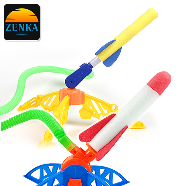 젠카 에어로켓 발 로켓 발로 밟는 펌프 발사대 공기 스펀지 장난감 만들기 로켓트 세트