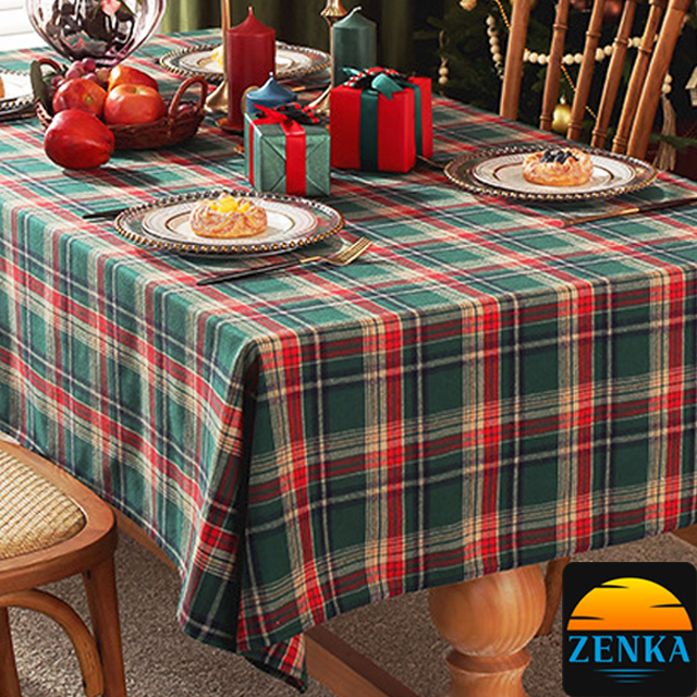 젠카 크리스마스 식탁보 체크 방수 테이블보  식탁 장식 홈파티 테이블 꾸미기 캠핑 러너