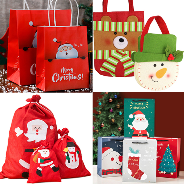 젠카 크리스마스 쇼핑백 종이 부직포 가방 산타 선물 주머니 비닐백 펠트 종이백 미니 대형