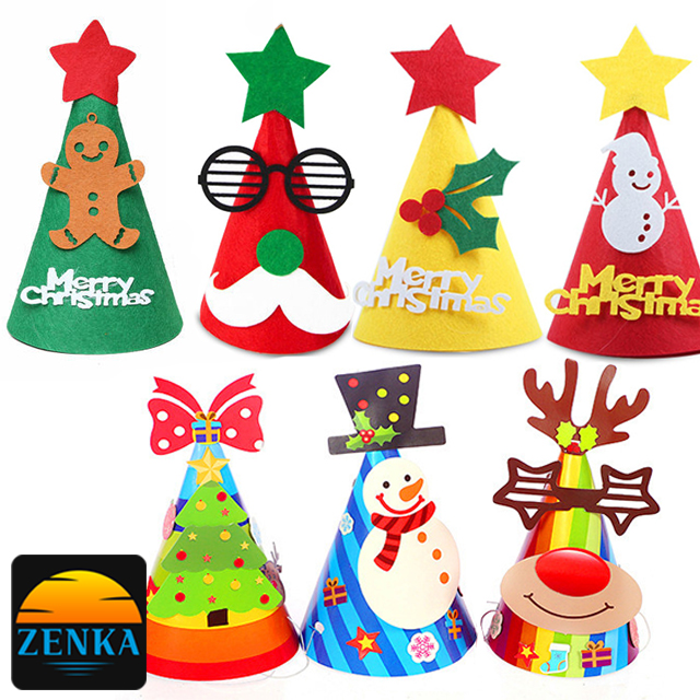 젠카 크리스마스 고깔 모자 만들기 파티햇 꼬깔 파티 루돌프 산타 트리 종이 펠트 산타햇