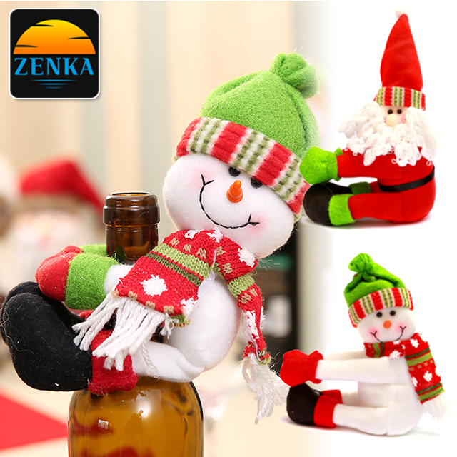 젠카 크리스마스 와인 인형 커버 와인병 맥주병 데코 트리 꾸미기 포토존 장식 산타 눈사람