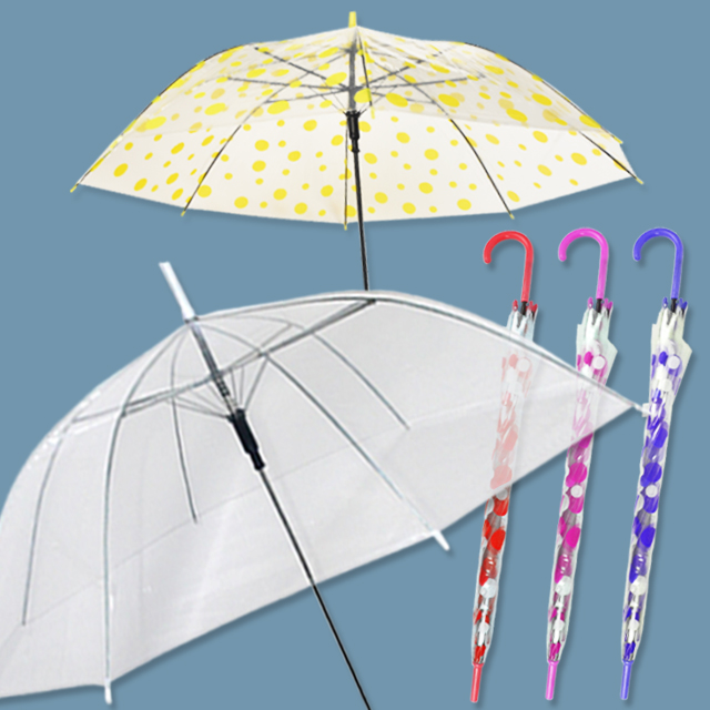 투명우산 일회용 투명 비닐 우산 가벼운 휴대용 원터치 자동 도트우산 1회용 편의점