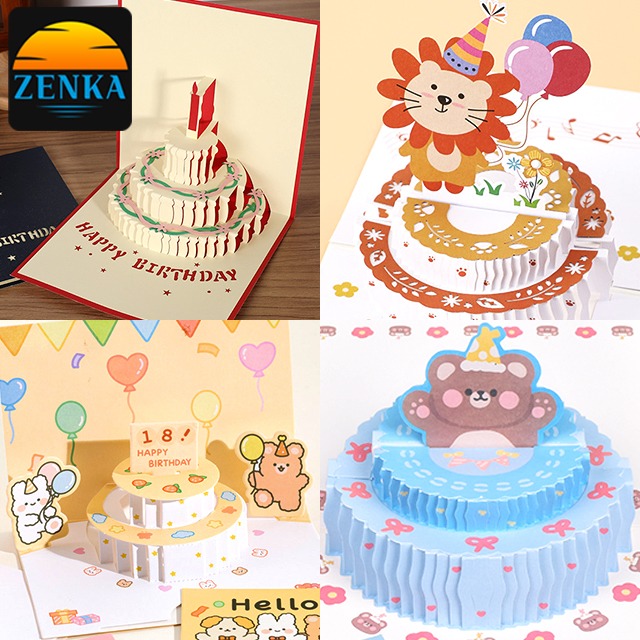 젠카 생일 팝업 카드 축하 미니 메세지 파티 입체 초대장 편지지 만들기 어린이집 초등